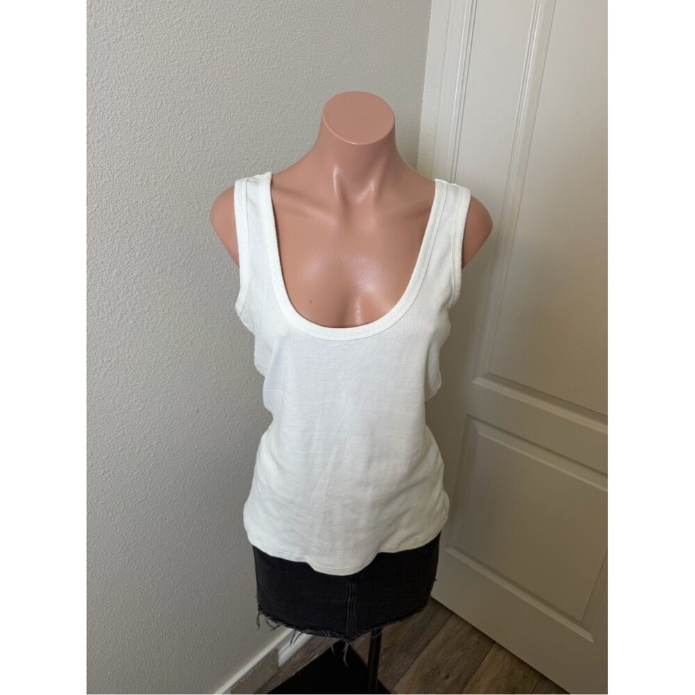 Dear John Classic White Scoop Neck Tank Top Sz S